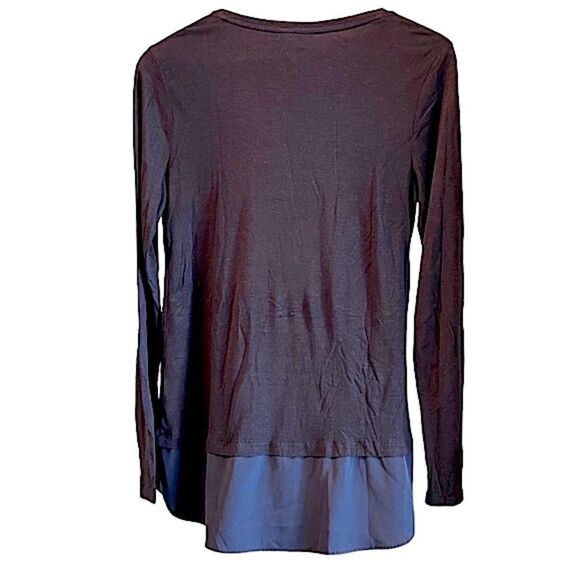 APT 9 Studded Layered Long Sleeve Black Tunic Top Medium lightweight - Picture 3 of 15